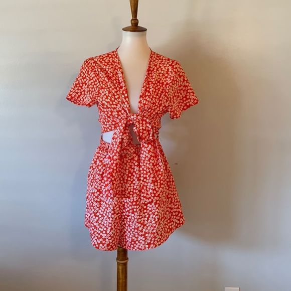 Princess Polly Pants - [Princess Polly] Red/White Floral Romper - Size 12